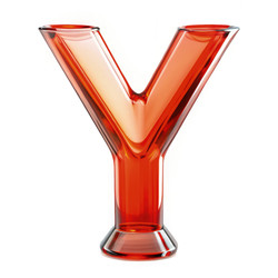 Stylish Y-shaped orange glass vase designed for modern interior décor. Generative AI - RomanZ
