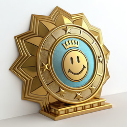 На стене prominently висит награда Golden badgerz, отмечающая достижения. Генеративный ИИ - RomanZ