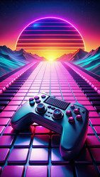 Яркий игровой мир со стандартной клавиатурой и игровым контроллером. Генеративный ИИ - RomanZ