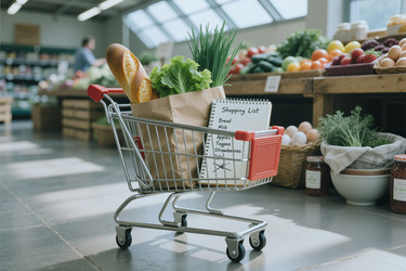 Тележка для покупок со свежими продуктами для планирования здорового питания - SeventyFour
