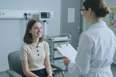 Женщина-подросток консультируется с врачом во время медицинского осмотра. - SeventyFour
