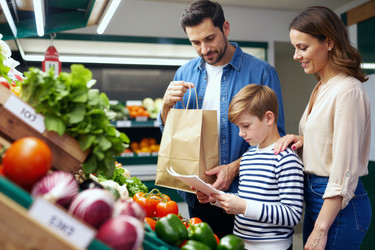Семейные походы за свежими продуктами и проверка списка покупок. - SeventyFour