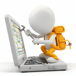 Человечек-палочка чинит электронное устройство отверткой, изображение на белом фоне - NeuroSky