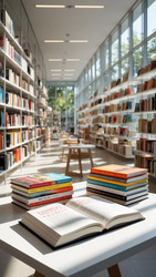 Стопка книг, лежащих на столе в книжном магазине - Sveetlana