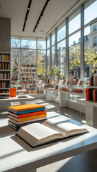 Стопка книг, лежащих на столе в книжном магазине - Sveetlana