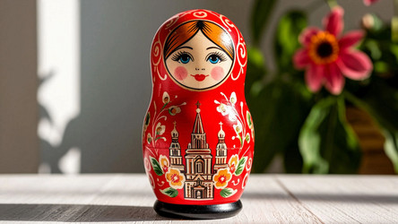 Крупный план русской матрешки красного цвета - Sveetlana