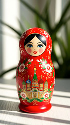 Крупный план русской матрешки красного цвета - Sveetlana