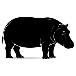 Черно-белый силуэт бегемота в профиль, стандартный масштаб. Генеративный ИИ - RomanZ
