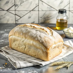 Свежеиспеченный хлеб на кухонном столе с маслом и сливочным маслом. Генеративный искусственный интеллект - RomanZ
