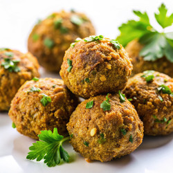 Вкусные турецкие хрустящие золотисто-коричневые шарики, украшенные свежей зеленью. Генеративный искусственный интеллект - RomanZ