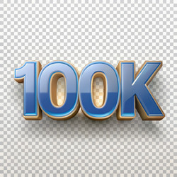 Объемный 3D-текст «100K» с синим градиентом на прозрачном фоне. Дизайн, созданный с помощью ИИ - RomanZ