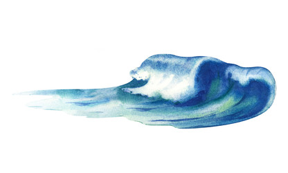 Акварельный рисунок морской волны, мазок кисти, морской отдых, элемент на изолированном фоне. Этот изолированный морской элемент идеально подходит для создания дизайнов на тему морского отдыха, серфинга, летних пляжных фонов и тропических узоров - mev
