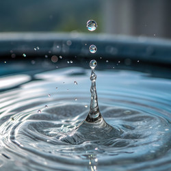 Потрясающий брызги воды, запечатленные с поразительной детализацией на спокойной поверхности. Генеративный искусственный интеллект - RomanZ