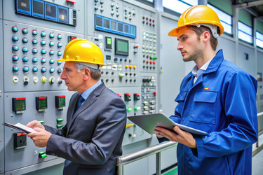 Операторы и инженеры, контролирующие системы SCADA в диспетчерской. Генеративный искусственный интеллект - RomanZ