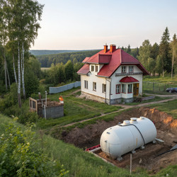 Красивый дом в Московской области, ведется установка газохранилища. Генеративный ИИ - RomanZ