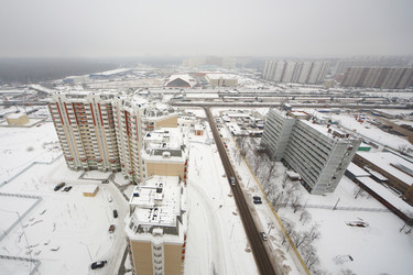 Зимний пейзаж новостроек в районе Москвы - paha_l