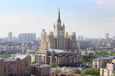 Skyscraper on Kudrinskaya Square in Krasnaya Presnya district in Moscow, Russia - paha_l