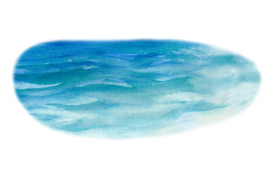 Акварельная текстура морской воды, изолированная на белом фоне. Абстрактное изображение ряби на океане в сине-бирюзовых тонах, нарисованное вручную, идеально подходит для летнего дизайна - mev