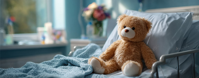 Мягкий и пушистый плюшевый мишка сидит на больничной койке, даря пациентам тепло, комфорт и компанию - Neirfy