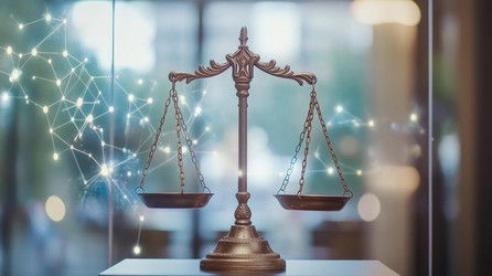 Цифровые весы правосудия символизируют равновесие - Neirfy