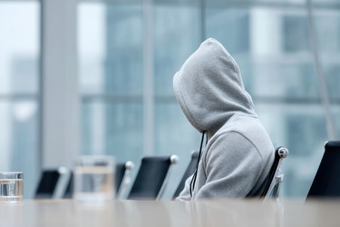 Внимательный и сосредоточенный мужчина в толстовке внимательно слушает во время важной деловой встречи - Neirfy