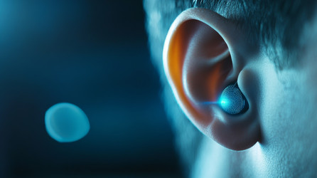 Футуристический дизайн наушников, сочетающий цифровой поток данных и завораживающие световые эффекты в мире технологий - Neirfy