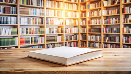 Белая книга, лежащая на деревянных весах в уютной обстановке библиотеки. Генеративный искусственный интеллект - RomanZ