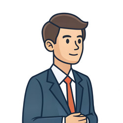 Профессиональный анимированный работодатель, уверенно стоящий в официальной одежде. Генеративный ИИ - RomanZ