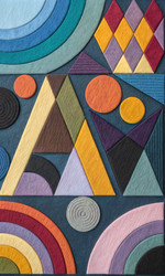 Яркое абстрактное произведение искусства, демонстрирующее геометрические формы и насыщенные цвета. Генеративный искусственный интеллект - RomanZ