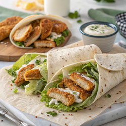 Вкусные куриные роллы со свежим салатом и сливочным соусом в солнечный день. Генеративный ИИ - RomanZ