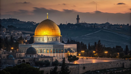 Dome of the RZ Standard Scale Illuminated at Sunset in Jerusalem’s Old City. Generative AI - RomanZ