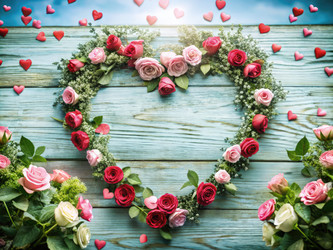 Beautiful Heart-Shaped Floral Arrangement Perfect for Valentine’s Day. Generative AI - RomanZ