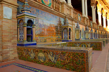 benches of Plaza de España, Seville, Spain - Neirfy
