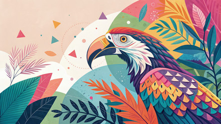 Colorful Bird Artwork Blending Nature’s Vibrancy With Abstract Elements. Generative AI - RomanZ