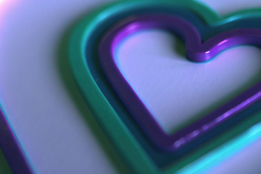 Глянцевое радужное сердце с яркими цветами на белом фоне. Генеративный ИИ - RomanZ