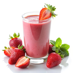 Вкусный клубничный смузи, приготовленный из свежей спелой клубники и мяты. Генеративный искусственный интеллект - RomanZ