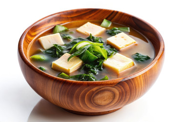 Вкуснейшая тарелка ароматного традиционного супа с зеленью и тофу. Генеративный искусственный интеллект - RomanZ