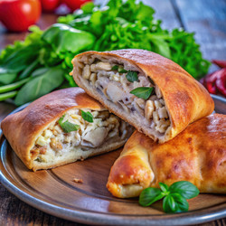 Вкуснейшие кальцоне с курицей Альфредо, приготовленные в аэрогриле, полные аромата. Генеративный ИИ - RomanZ