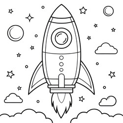 Раскраска «Ракета», созданная для детей, чтобы вдохновить их на творчество и воображение. Генеративный искусственный интеллект - RomanZ