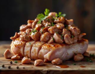 Куриный бефстроганов с картофельным пюре и свежим укропом – крупный план - Kulkann75