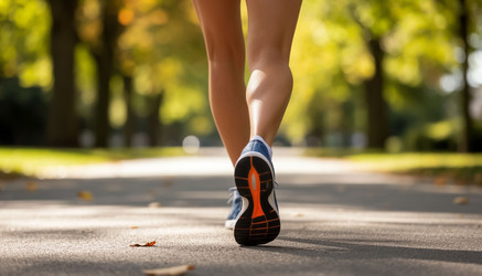 Feet in Sneakers Running in the Park – Jogging Workout, Athletic Shoes on Pavement Path for Cardio Training - Kulkann75