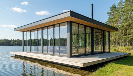 Modern Modular House on Stilts by River – Vacation Country Home, Contemporary Architecture for Weekend Getaway - Kulkann75