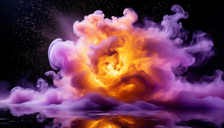 Абстрактное неоновое свечение с дымом в сиреневых, розовых и желтых тонах, красочный киберпанк-фон для клуба, музыкального заведения или фэнтезийного дизайна - Kulkann75