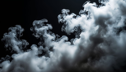 Smoke Clouds on Black Background – Dark Misty Atmosphere, Mysterious Fog for Overlay and Design - Kulkann75