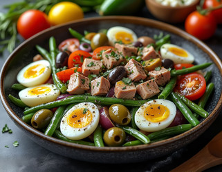 Легкий и сочный салат Нисуаз с анчоусами, тунцом и свежими овощами – полезный летний обед - Kulkann75