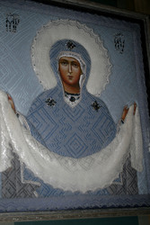 Икона Покров Пресвятой Богородици выполнена с использованием Пухового платка - Viktorhromov