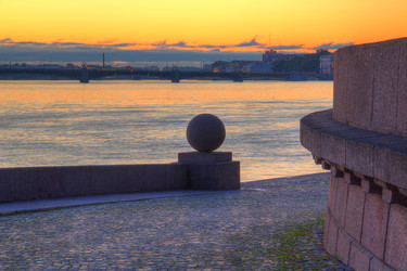 Василиевская коса и река Нева на рассвете, Санкт-Петербург, Россия - DrVerner