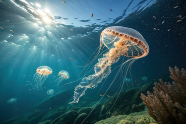 Исследование подводной красоты медуз в спокойной морской среде. Генеративный искусственный интеллект - RomanZ