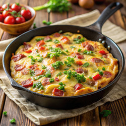 Вкусная домашняя фриттата со свежими овощами и зеленью. Генеративный искусственный интеллект - RomanZ