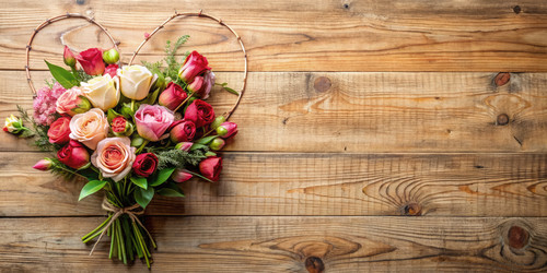 Delicate Hand-Drawn Valentine’s Day Themed Floral Design. Generative AI - RomanZ